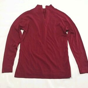 Vintage Holiday Knitwear Sweatshirt  Womens Medium Long Sleeve 1/4 Zipper Red